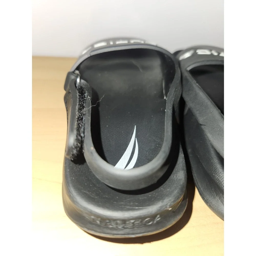 Nautica Black/White/Gray Toddler Boy Sandals/Slides Size 8~RARE HARD‎ TO FIND